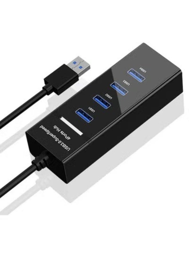 روهز مقبس USB 3.0 بدوائر 4، مُحوِّل كابل 480 ميجابت/ثانية، لون أسود - Image 3